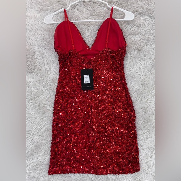 NWT SOLD OUT Red Sequin “Call Me Princess” Sequin Mini Dress Fashion Nova Small - Picture 13 of 15